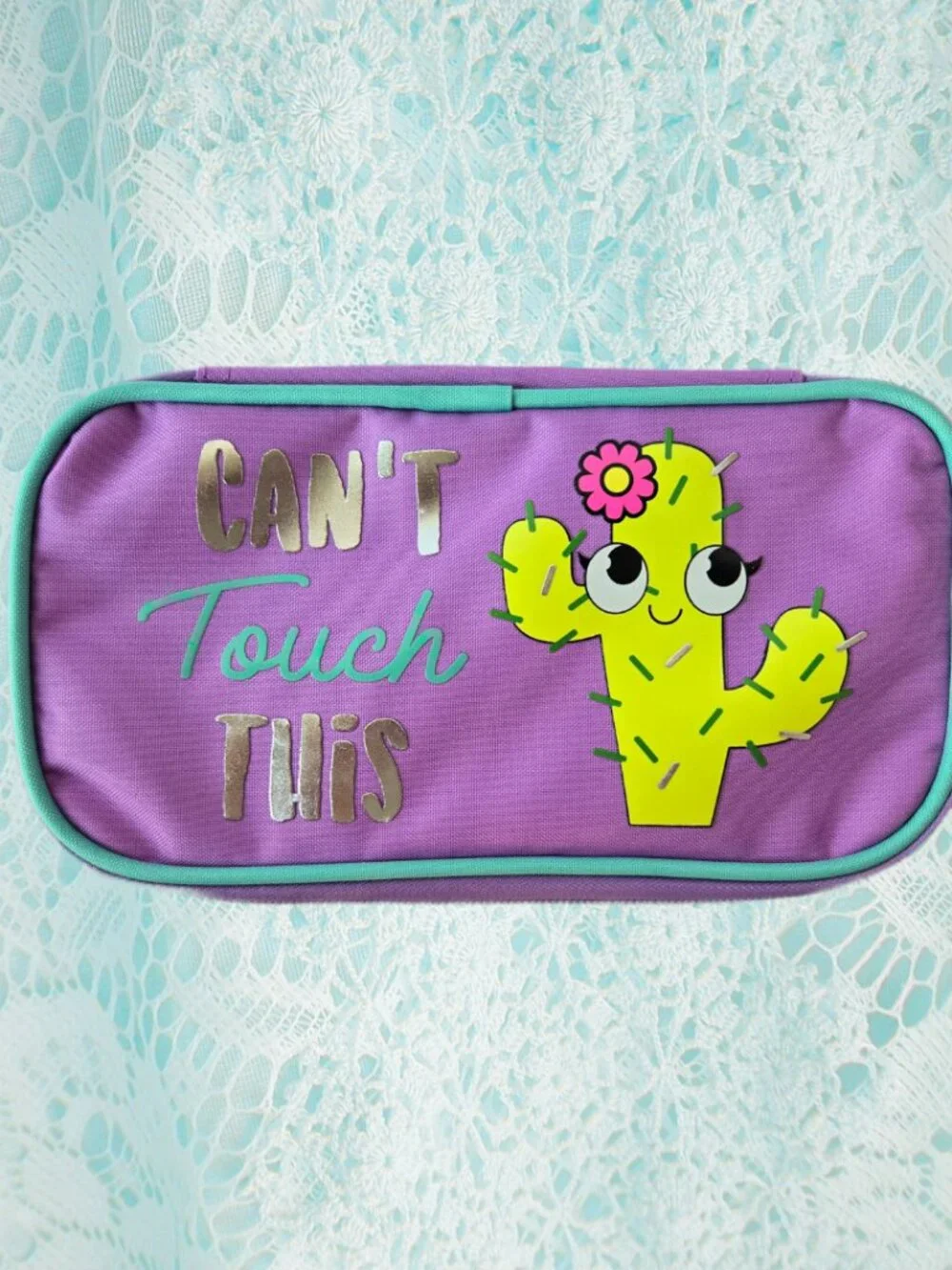 Kawaii Lavender Cactus Cute Pencil Case Art Craft Bag Organizer Decora Kidcore